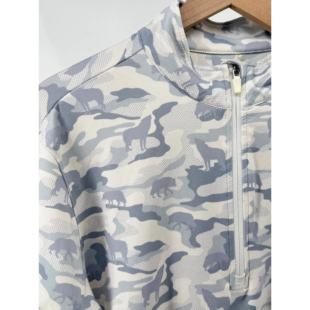 Waggle Golf Quarter Zip Pullover Mens Medium Grey White Wolf Camo Performance‎